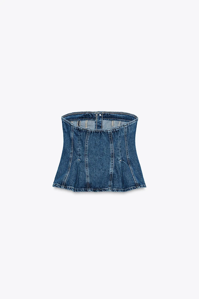 TRF DENIM BANDEAU TOP