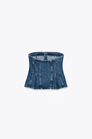 TRF DENIM BANDEAU TOP