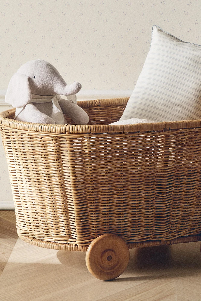 CHILDREN'S RATTAN CART BASKET