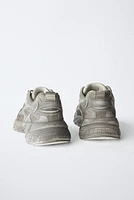 WORN-EFFECT SNEAKERS