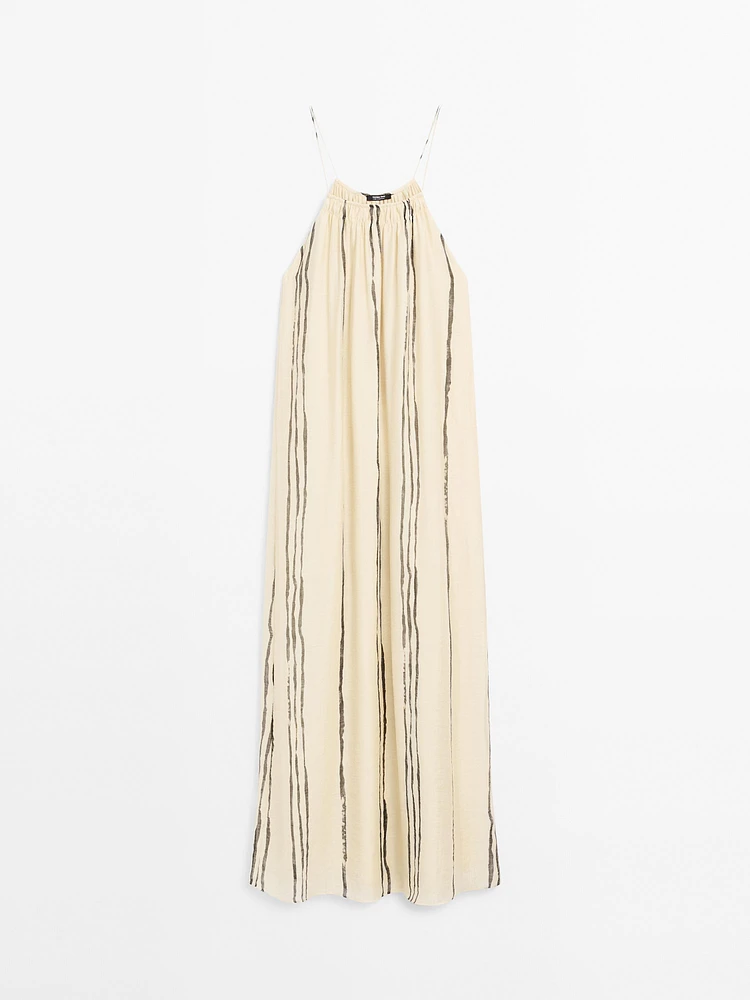 Flowing stripe print midi dress