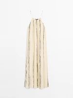 Flowing stripe print midi dress