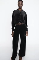 VELVET WIDE LEG PANTS