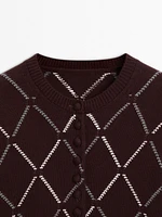Cardigan à losanges en laine mélangée