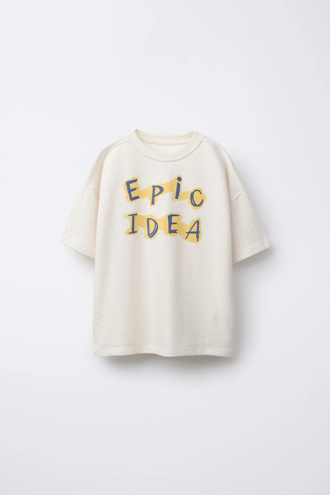 TEXTURED RAISED TEXT T-SHIRT