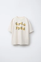 TEXTURED RAISED TEXT T-SHIRT