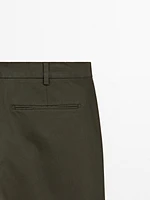 Pantalon slim texturé en coton mélangé