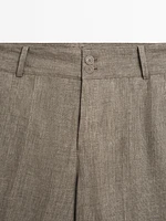 Pantalon flare 100 % lin
