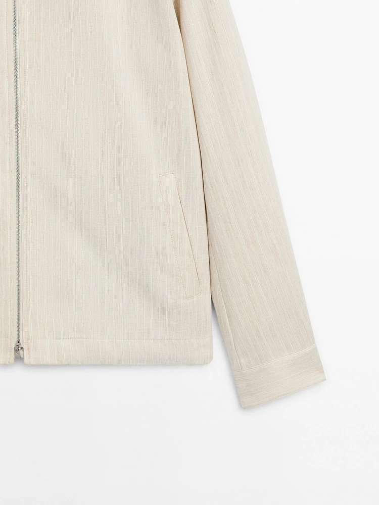Veste bomber à rayures en coton mélangé