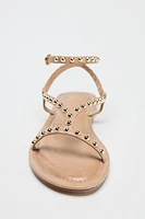 METALLIC BEADED STRAP SANDALS