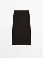 Long wool blend skirt with slit