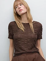 Short sleeve T-shirt with gathered detail