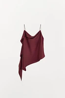 ASYMMETRIC SATIN RUFFLE TOP