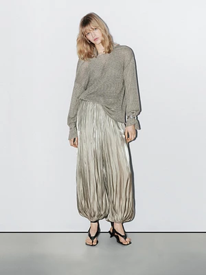 Linen blend sweater with V-shaped plunging back - STUDIO