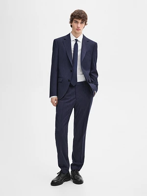 100% wool striped suit blazer
