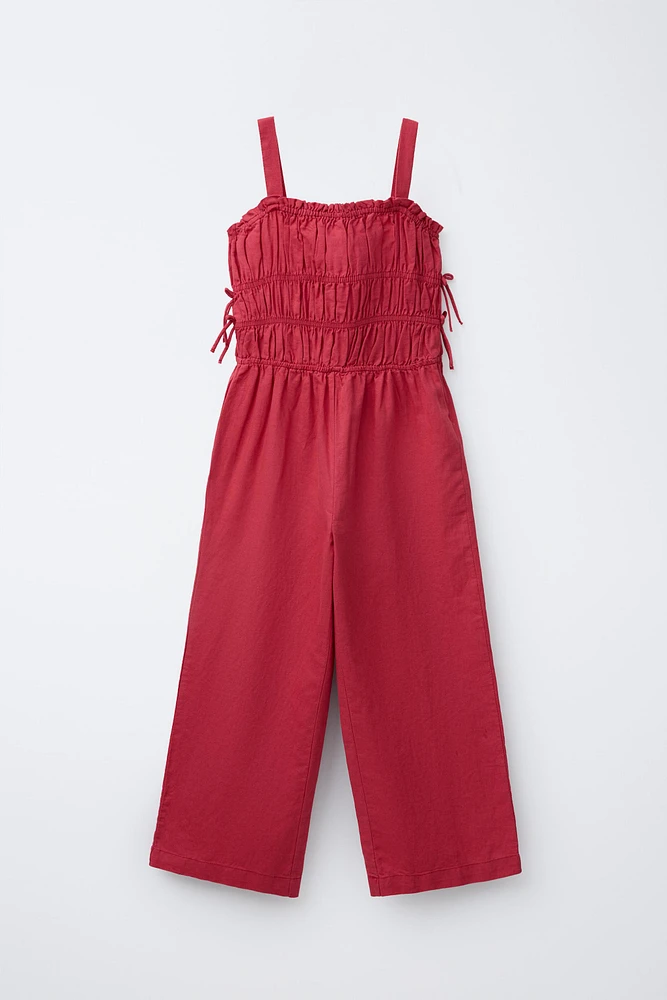 LINEN BOW LONG JUMPSUIT