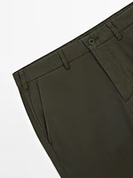 Pantalon slim texturé en coton mélangé