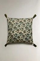 HOUSSE DE COUSSIN FLEUR ET POMPON