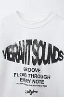 TEXT AND LABEL PRINTED T-SHIRT