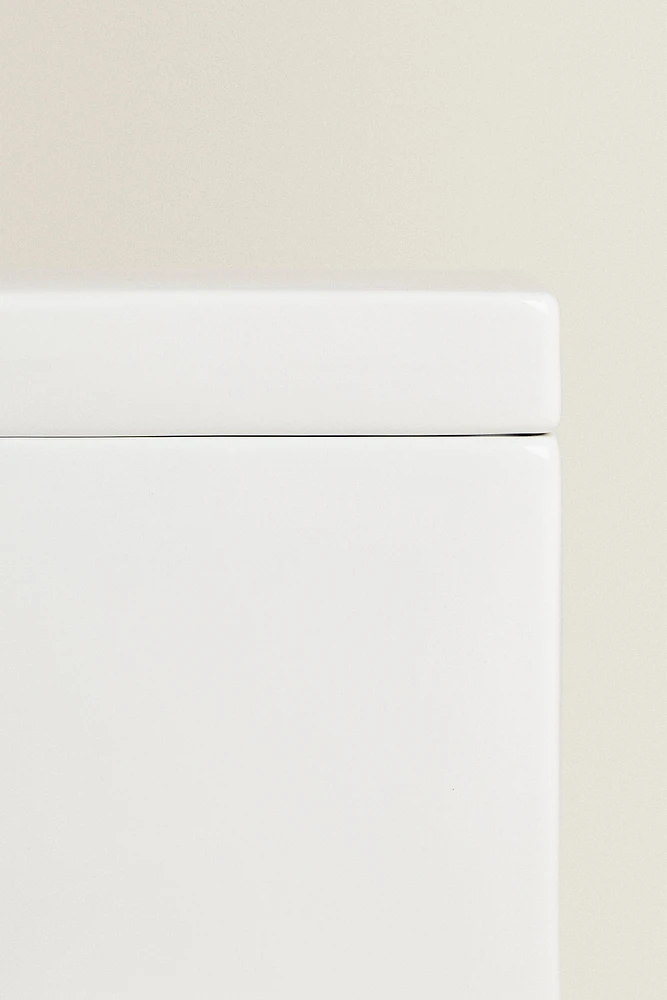 WHITE EARTHENWARE BATHROOM STORAGE JAR