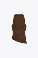 TEXTURED DRAPED HALTER TOP