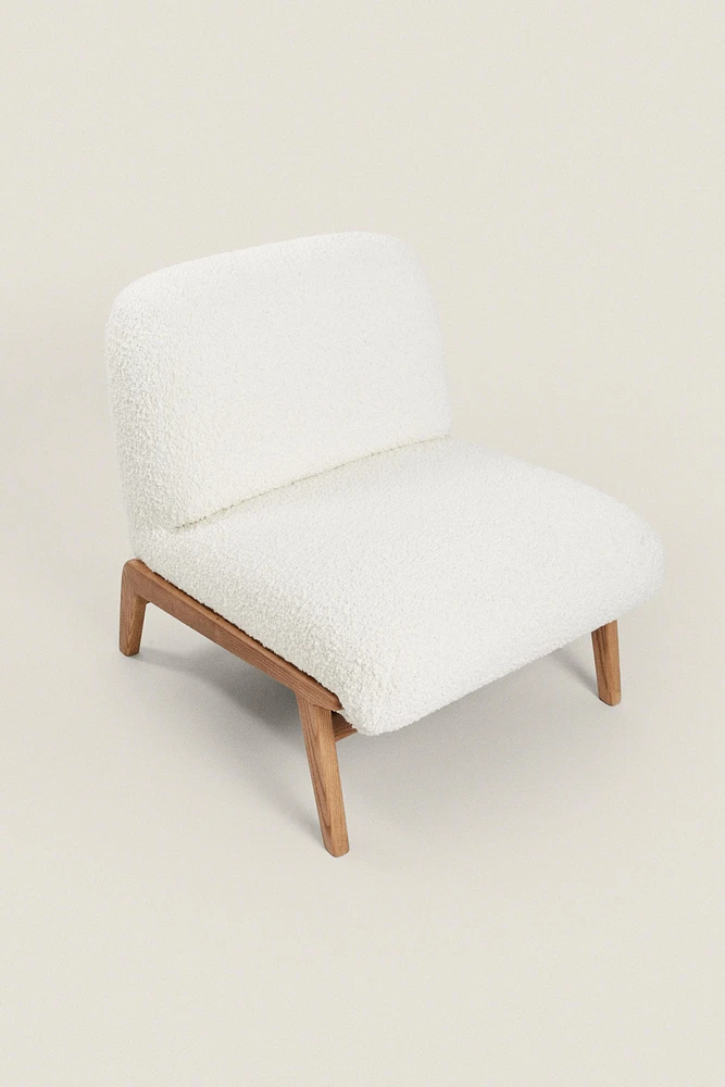 UPHOLSTERED BOUCLÉ WOOL ACCENT CHAIR