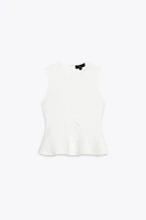 TIE-DETAIL PEPLUM KNIT TOP