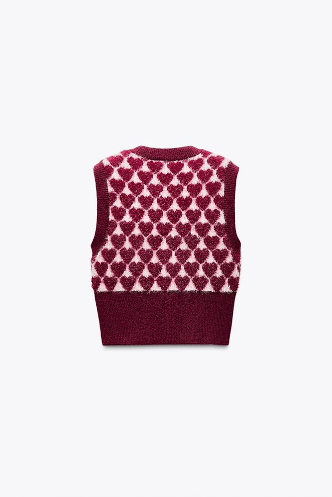 HEART JACQUARD KNIT VEST