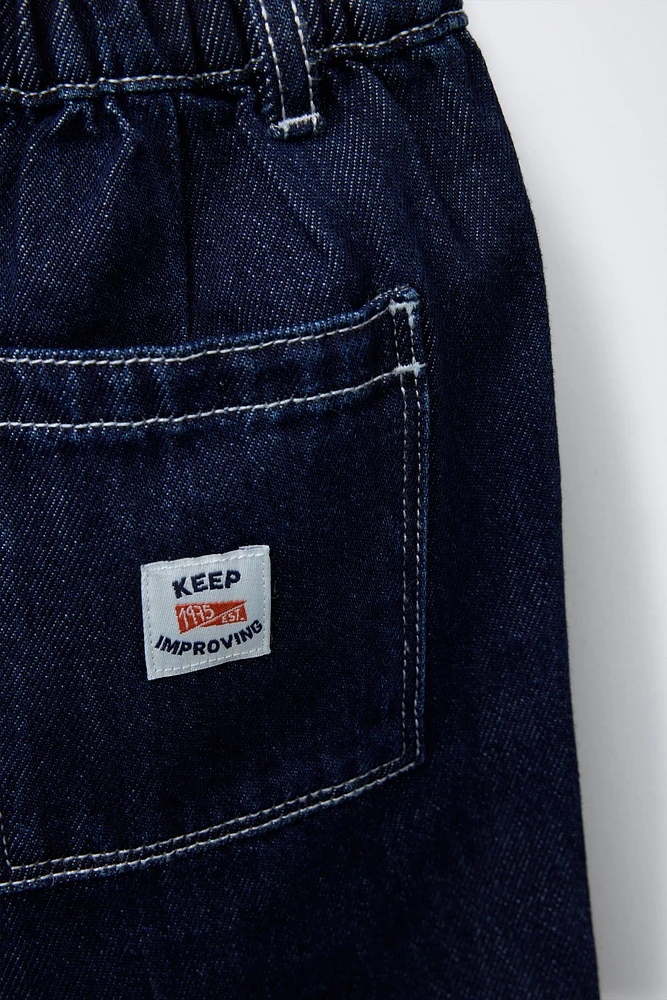 LABEL TRIM DENIM SHORTS