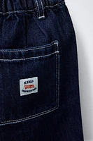 LABEL TRIM DENIM SHORTS