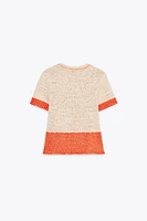 SHORT SLEEVE KNIT TOP