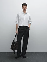 Chemise slim fit élastiquée en coton mélangé