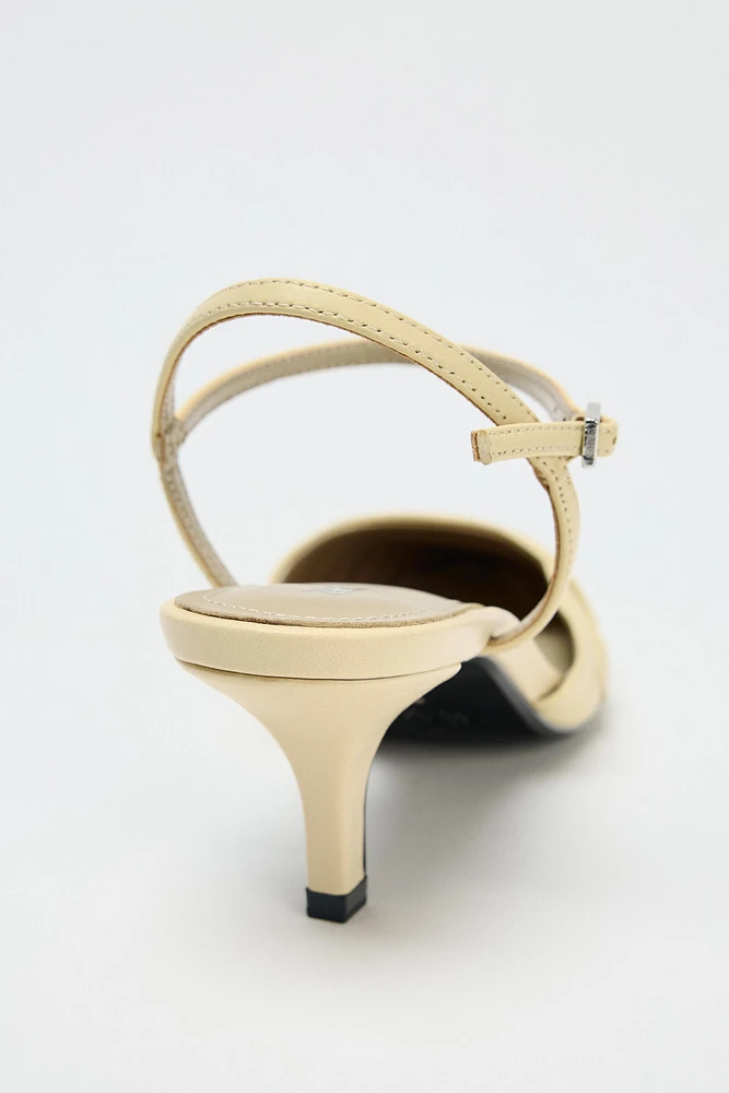 RUCHED LEATHER HEELS