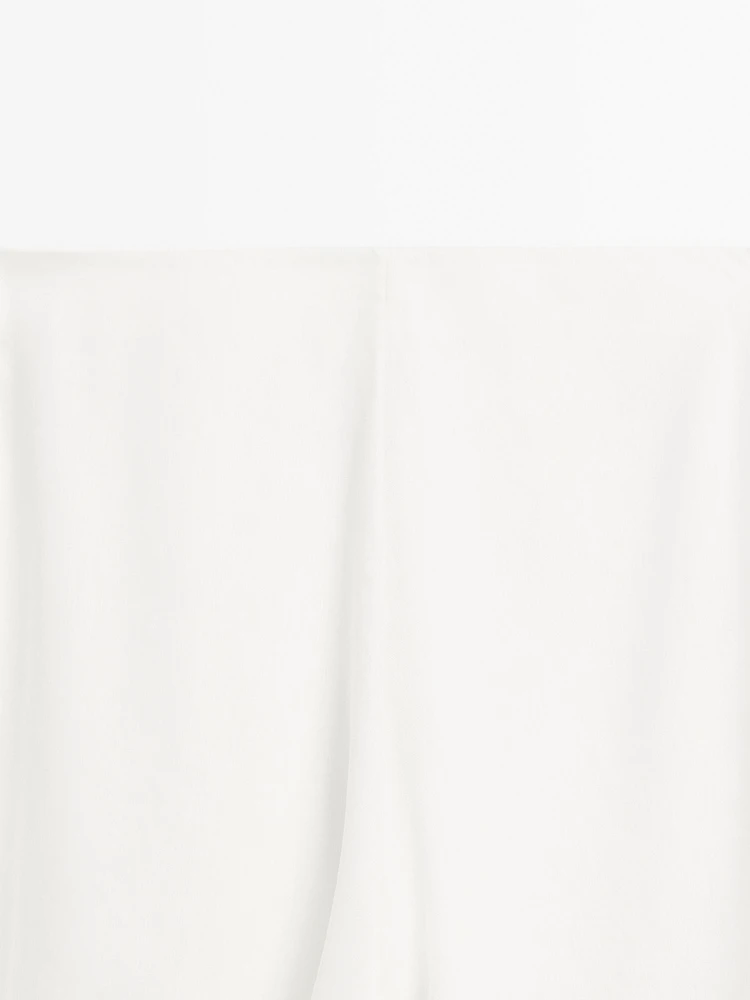 Flared linen blend skirt with seam details