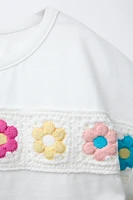 CROCHET FLORAL T-SHIRT