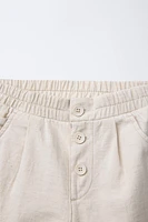 LINEN BAGGY BUTTON PANTS