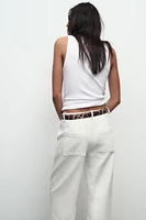 ANIMAL PRINT BELTED PANTS
