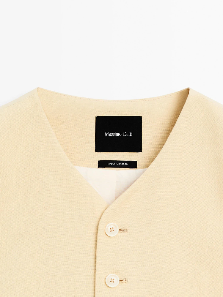Linen blend suit waistcoat