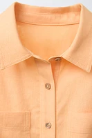 KNOTTED LINEN BLEND SHIRT
