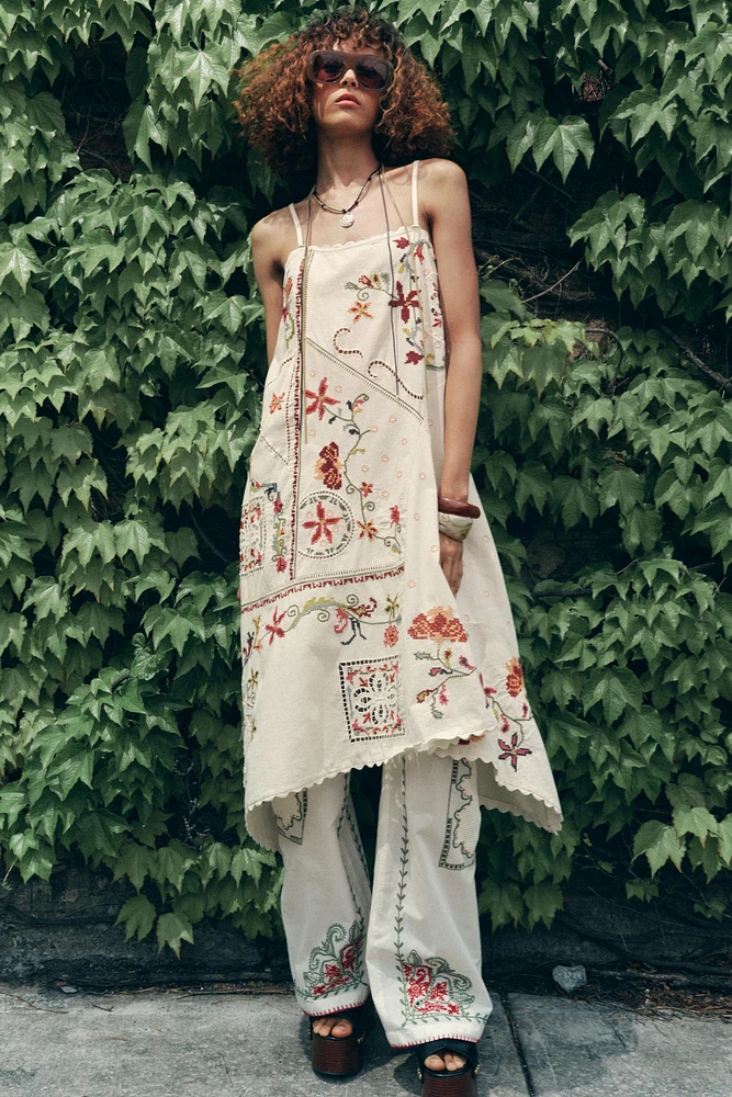 ZW COLLECTION FLORAL EMBROIDERED ASYMMETRIC DRESS