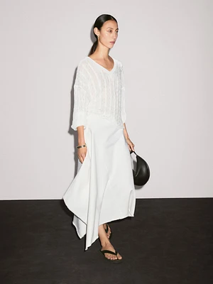 Jupe midi denim coupe asymétrique