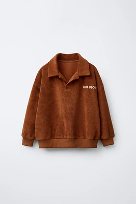 TOWEL EFFECT POLO SWEATSHIRT