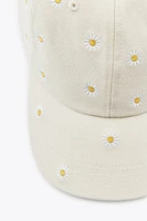 CASQUETTE SERGÉE BRODERIES FLEURS