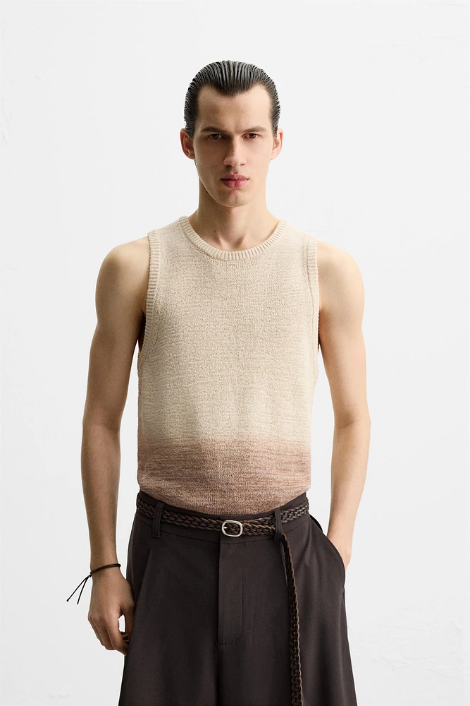 COTTON LINEN BLEND KNIT T-SHIRT