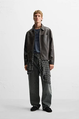 FAUX LEATHER WASHED JACKET