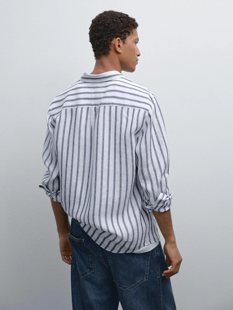 Chemise lin regular à rayures