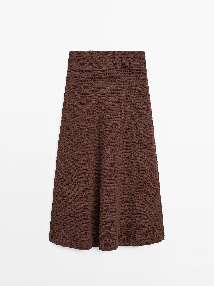 Cotton blend crochet midi skirt