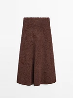Cotton blend crochet midi skirt