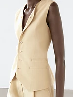 Linen blend suit waistcoat