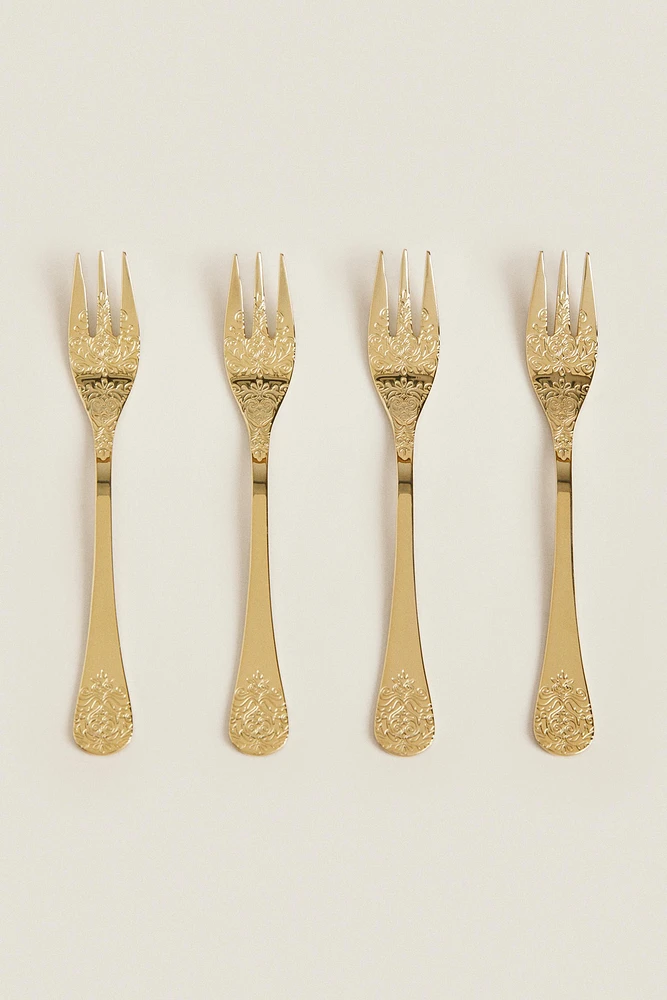 SET OF DECORATIVE ENGRAVED DESSERT FORKS (SET OF 4)